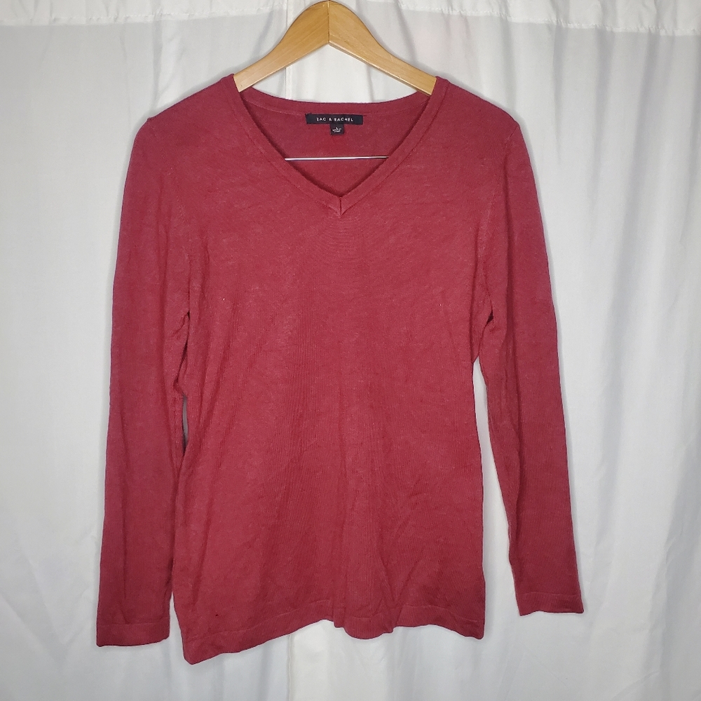 ♤ Zac and Rachel Brick Red V-Neck Long Sleeve Sweater Size Large
